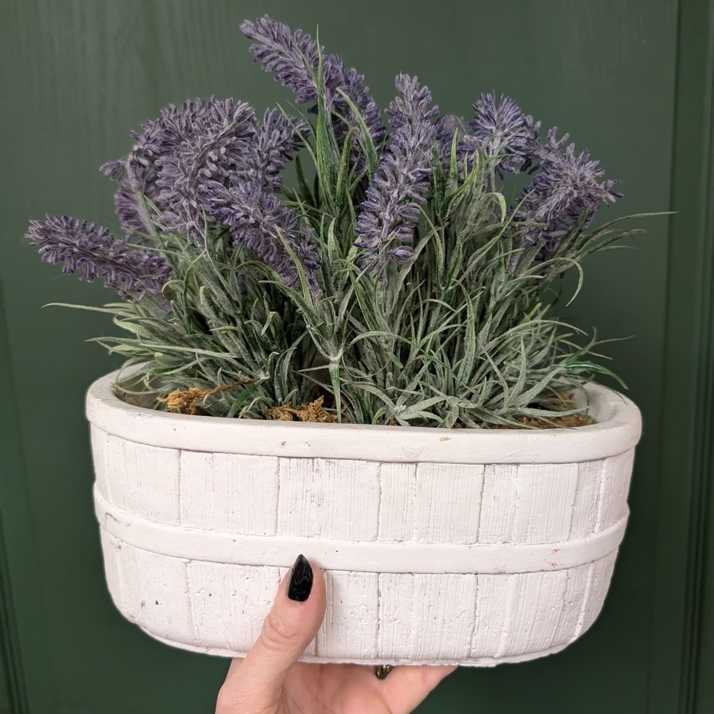 Faux Lavender Plant In White Container
